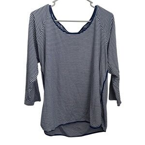 Striped Navy & White Women's Pajama Top
